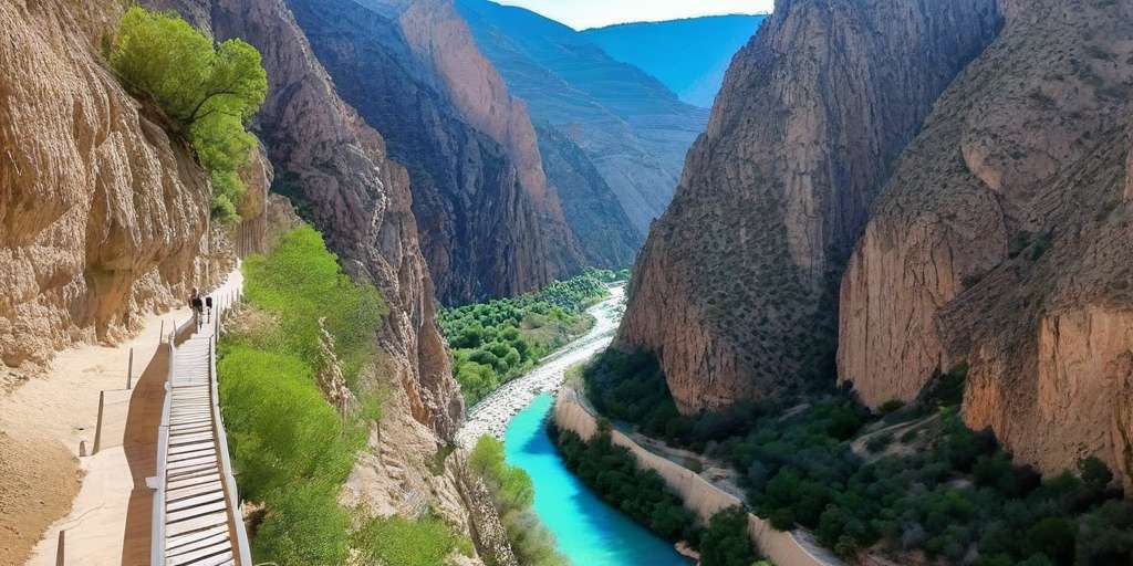 Vista aerea de El Caminito del Rey y el río Guadalhorce